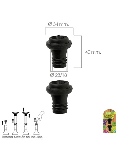 Tapon De Vacio Para Vino Uso Con Bomba Exterior