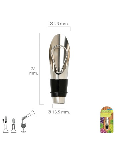 Vertedor Escanciador Vino Acero Inoxidable Con Tapon