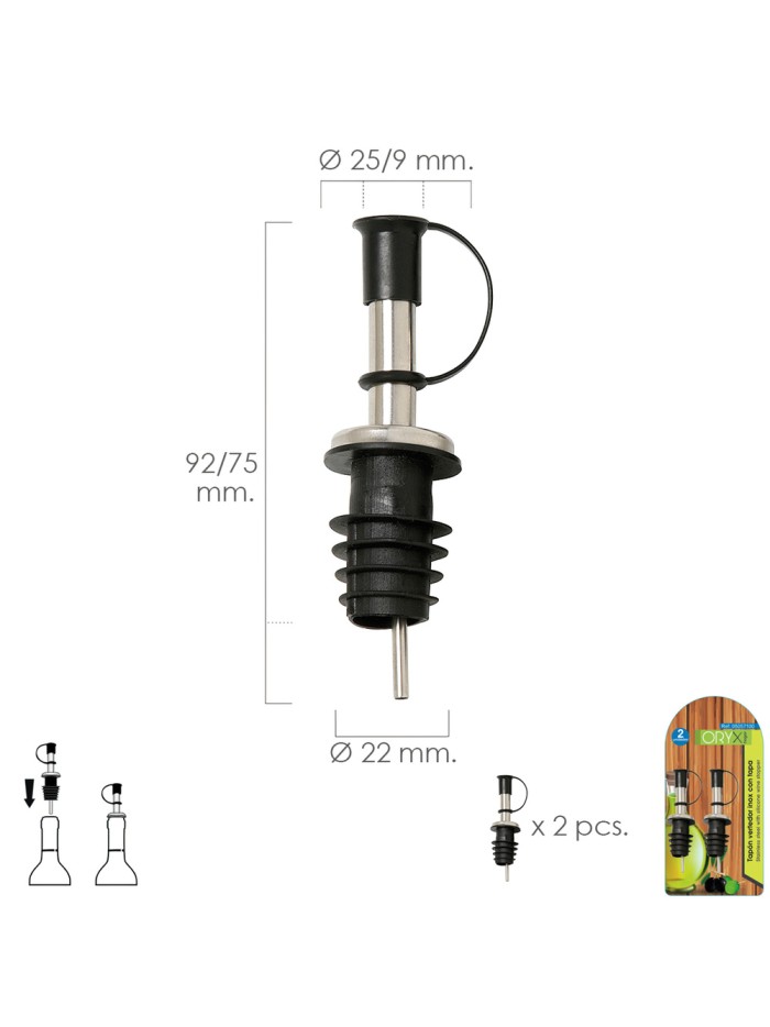 Tapon Vertedor Inoxidable Con Tapadera (2 Unidades)