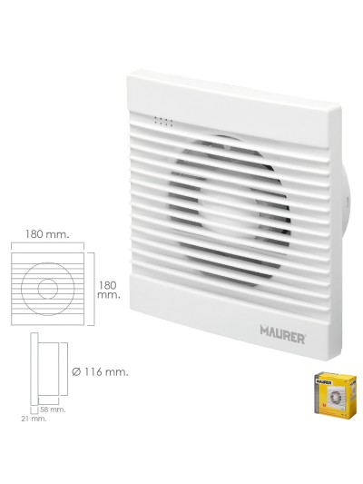 Extractor Humos Baño 16 Watt. Salida Ø 116 mm. Extractor Humo, Extractor Baño, Extractor Baño Humos,extractor Olores,