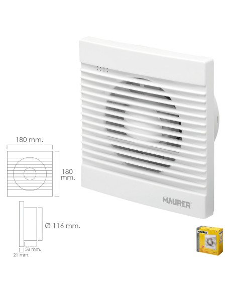 Extractor Humos Baño 16 Watt. Salida Ø 116 mm. Extractor Humo, Extractor Baño, Extractor Baño Humos,extractor Olores,