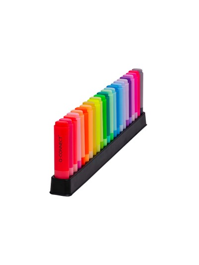 Rotulador q-connect fluorescente punta biselada estuche de sobremesa 23 unidades colores surtidos