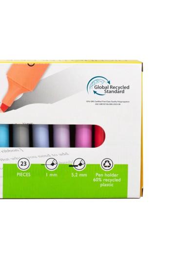 Rotulador q-connect fluorescente punta biselada estuche de sobremesa 23 unidades colores surtidos