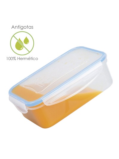 Recipiente Hermetico Plastico Rectangular 2.500 ml. 25x18x8.5 (Alt.) cm.