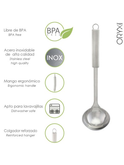 Cucharon Cocina Acero Inoxidable 9x33,5 (Alt.) cm.