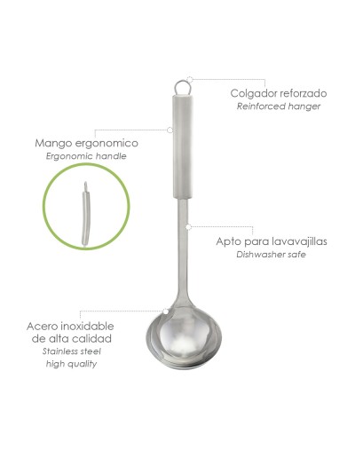 Cucharon Cocina Acero Inoxidable 9x33,5 (Alt.) cm.