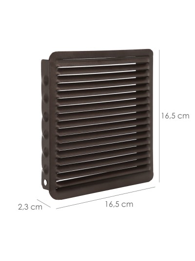 Rejilla Ventilación Empotrar  17x17 cm. Aluminio Marron