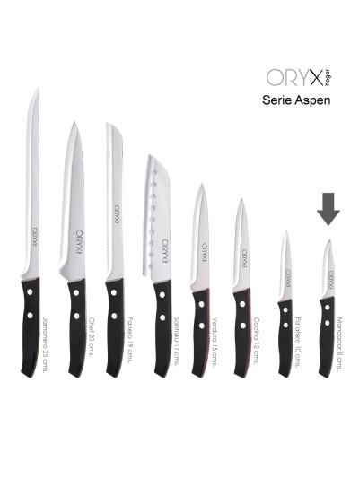 Cuchillo Aspen Mondador Hoja Acero Inoxidable 8 cm. Negro