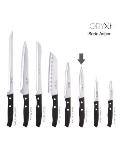 Cuchillo Aspen Cocina Hoja Acero Inoxidable 12 cm. Negro