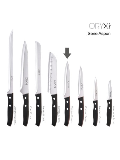 Cuchillo Aspen Verduras Hoja Acero Inoxidable 15 cm. Negro