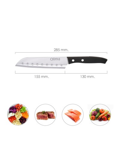 Cuchillo Aspen Santoku Hoja Acero Inoxidable 17 cm. Negro