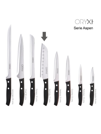 Cuchillo Aspen Santoku Hoja Acero Inoxidable 17 cm. Negro