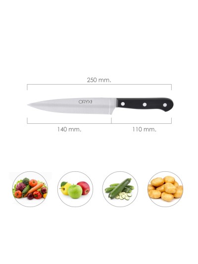 Cuchillo Grenoble Verduras Hoja Acero Inoxidable 15 cm. Negro