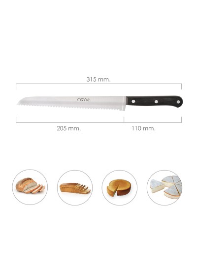 Cuchillo Grenoble Panero Hoja Acero Inoxidable 20 cm. Negro