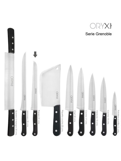 Cuchillo Grenoble Panero Hoja Acero Inoxidable 20 cm. Negro