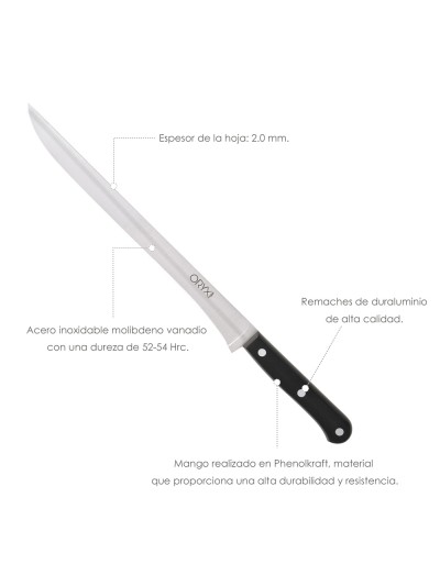 Cuchillo Grenoble Jamonero Hoja Acero Inoxidable 25 cm. Negro