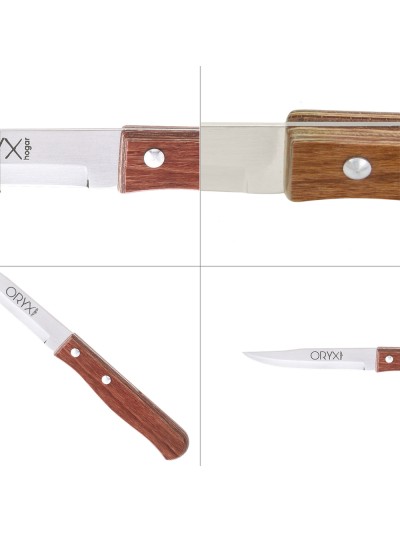 Cuchillo Montana Patatero Hoja Acero Inoxidable 9 cm. Mango madera (Blister 3 piezas)