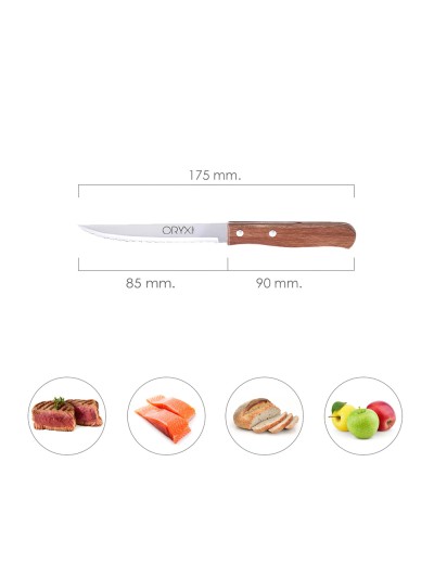 Cuchillo Montana Multiusos Hoja Sierra Acero Inoxidable 11 cm. Mango Madera (Blister 3 piezas)