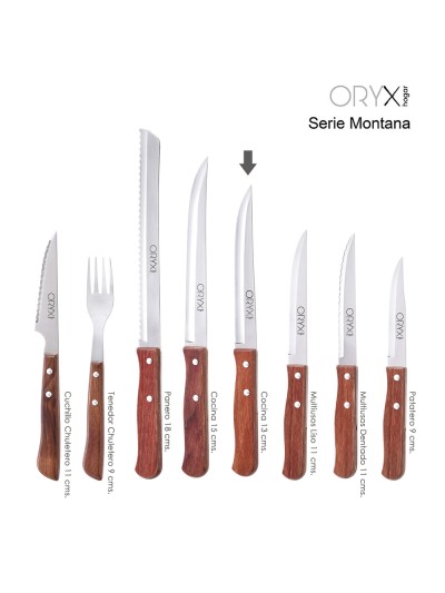 Cuchillo Montana Cocina Hoja Acero Inoxidable 13 cm. Mango Madera