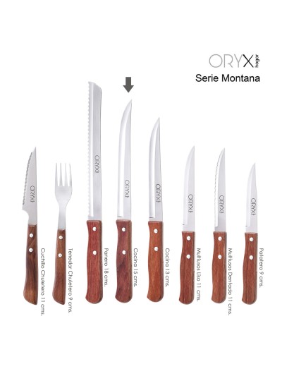 Cuchillo Montana Cocina Hoja Acero Inoxidable 15 cm. Mango Madera
