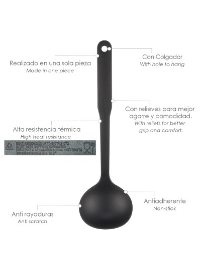 Cucharon Servir Cocina Nylon Basic 32 x 9.5 cm.