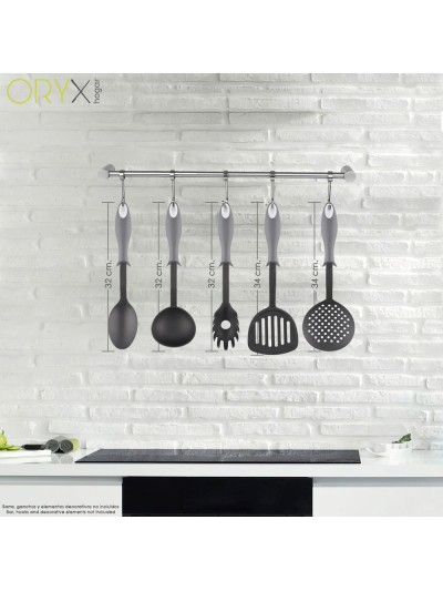 Cucharon Servir Cocina Nylon Con Mango Antigotas Engomado 32 x 9,8 cm.