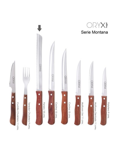 Cuchillo Montana Panero Hoja Acero Inoxidable 18 cm. Mango Madera