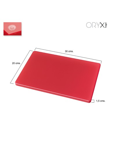 Tabla Cortar Polietileno 30x20x1,5 cm.  Color Rojo