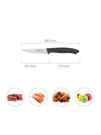 Cuchillo Nuuk Mondador Hoja Acero Inoxidable 9 cm. Negro (Blister 3 Piezas)