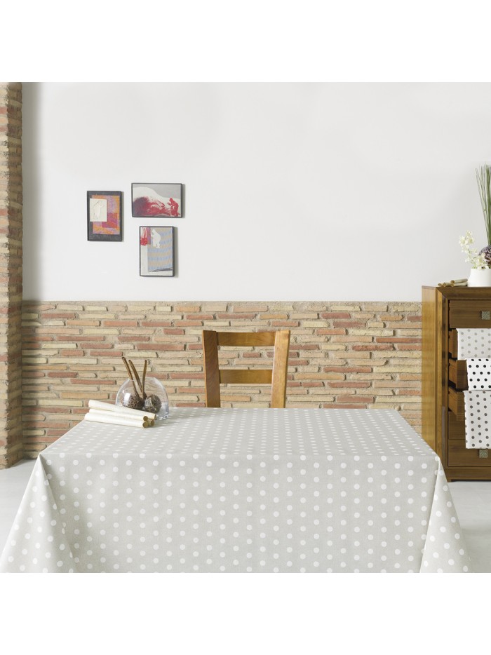Mantel Antimanchas Textil Puntini Beige Rollo 1,4 x 25 metros