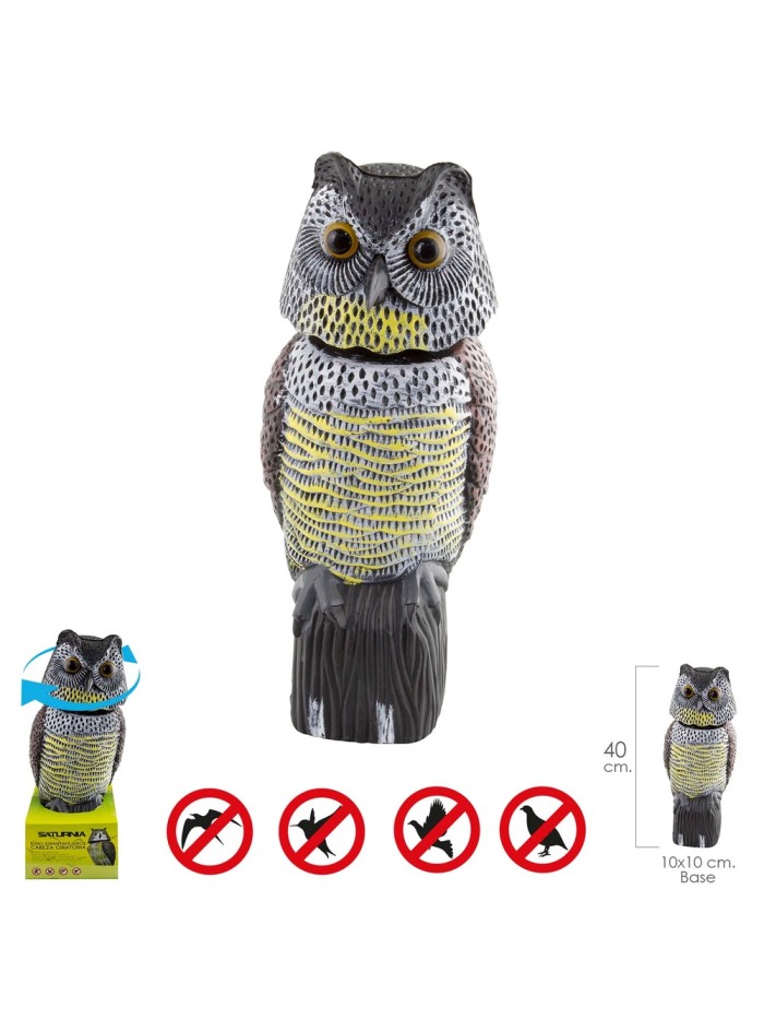 Buho Ahuyentador de Pajaros / Aves Con Cabeza Giratoria 40 cm.