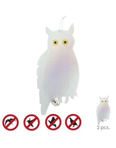 Buho Espantapajaros Reflectante Para Colgar Con 2 Cascabeles (2 Piezas)