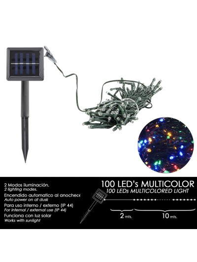 Luces Navidad Solar 100 Leds Multicolor Interior / Exterior (IP44)