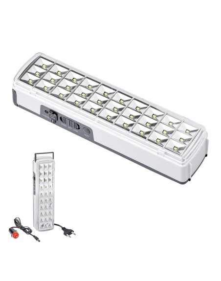 Linterna LED / Lampara De Emergencia Con enchufe / Recargable (1.200 mAh) 150 Lumenes Con Asa y Cargador De Coche