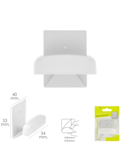 Colgador Percha Adhesivo Acero Inoxidable Color Blanco