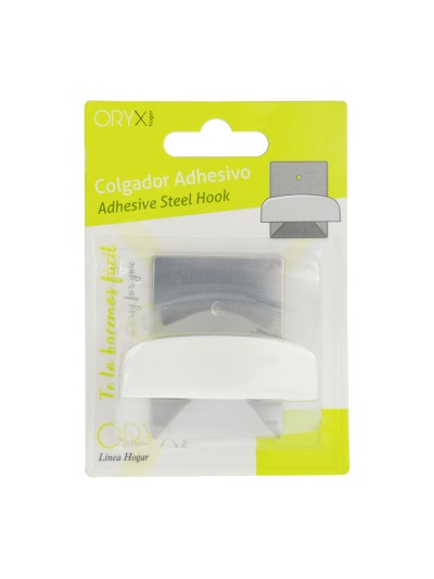 Colgador Percha Adhesivo Acero Inoxidable Color Metalizado / Blanco