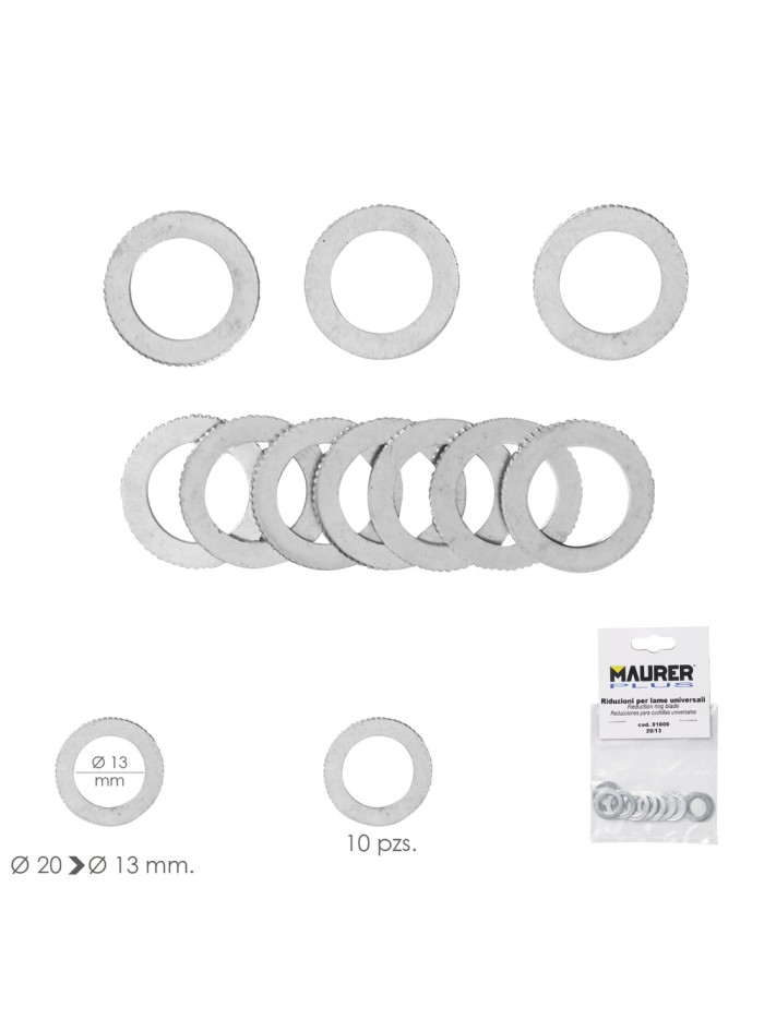 Adaptadores / Reductores Disco Corte Madera Ø 20 a Ø 13 mm. (Bolsa 10 piezas) Adaptadores / Reductores Disco Corte Madera Ø 20 a Ø 13 mm. (Bolsa 10 piezas)