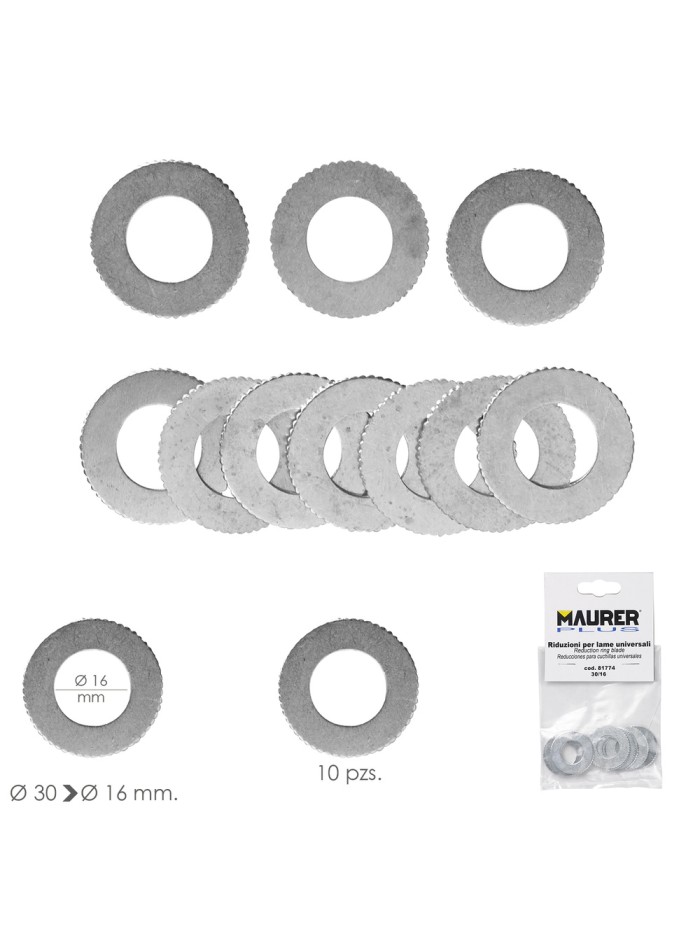Adaptadores / Reductores Disco Corte Madera Ø 30 a Ø 16 mm. (Bolsa 10 piezas) Adaptadores / Reductores Disco Corte Madera Ø 30 a Ø 16 mm. (Bolsa 10 piezas)
