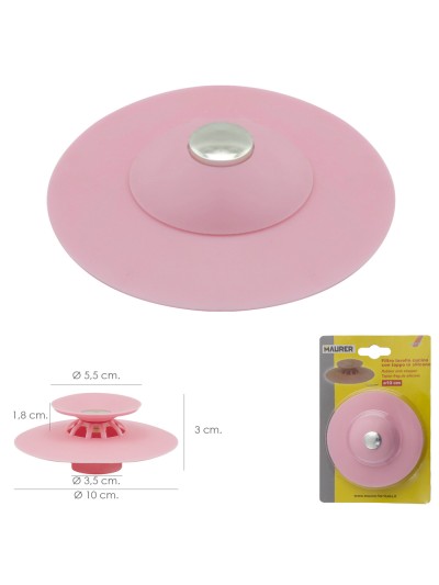 Tapón Universal Fregadero Lavabo Bañera Silicona Con Cestillo Ø 10 cm.