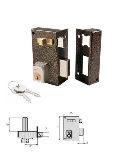Cerradura Cvl 756A / 60 / Hierro Esmaltado Derecha Cilindro 70 mm.