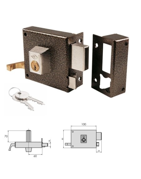 Cerradura CVL 7125AR / 100 / Hierro Esmaltado Izquierda Cilindro Perfil