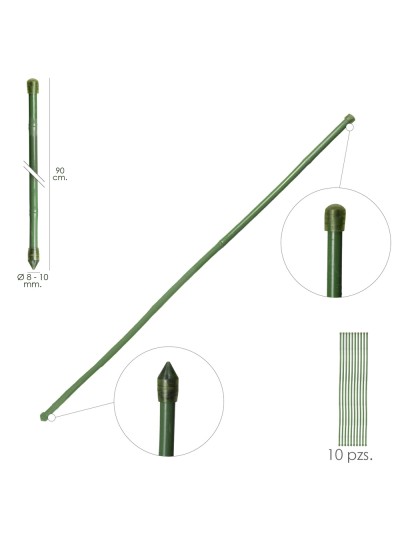 Tutor Varilla Bambú Plastificado Ø  8  - 10 mm. x  90 cm. (Paquete 10 Unidades)