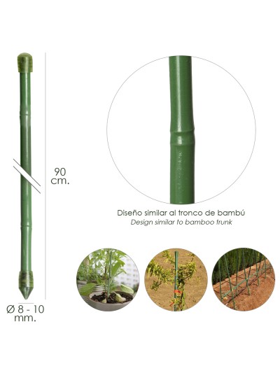Tutor Varilla Bambú Plastificado Ø  8  - 10 mm. x  90 cm. (Paquete 10 Unidades)