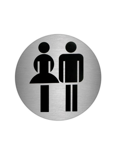 Placa Adhesiva Baño "Mujer / Hombre" Acero Inoxidable Ø 7 cm.