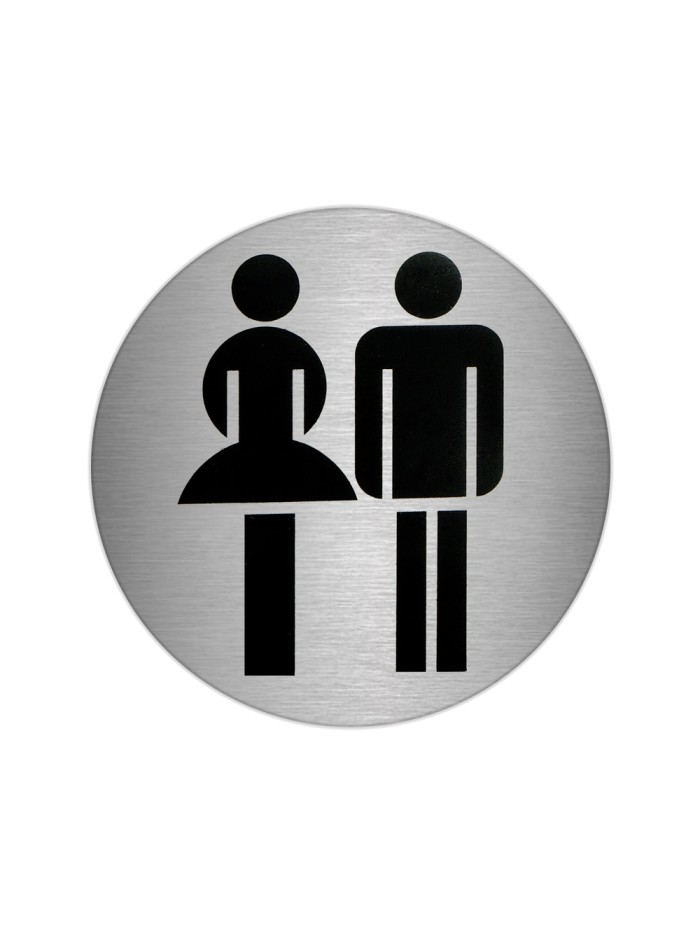 Placa Adhesiva Baño "Mujer / Hombre" Acero Inoxidable Ø 7 cm.