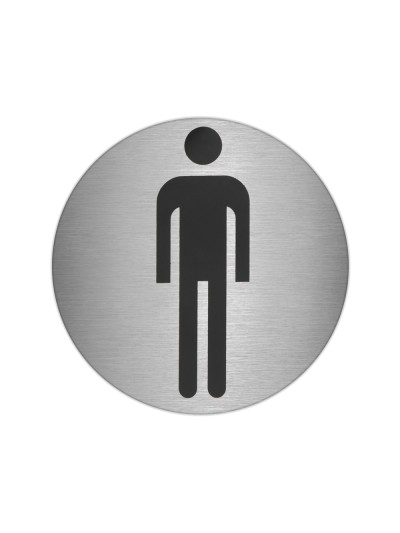 Placa Adhesiva Baño "Hombre" Acero Inoxidable Ø 7 cm.