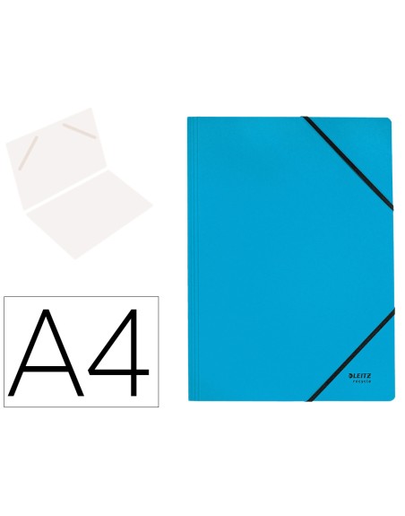 Carpeta leitz recycle gomas din a4 carton reciclable 100% azul