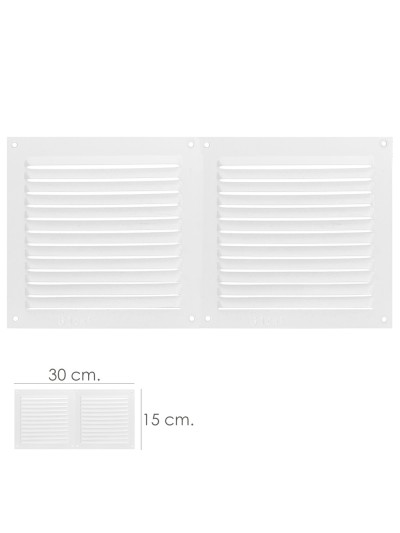 Rejilla Ventilacion Atornillable Doble 30x15 cm. Color Blanca
