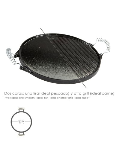 Plancha Hierro Fundido Esmaltada Redonda Ø 52 cm.