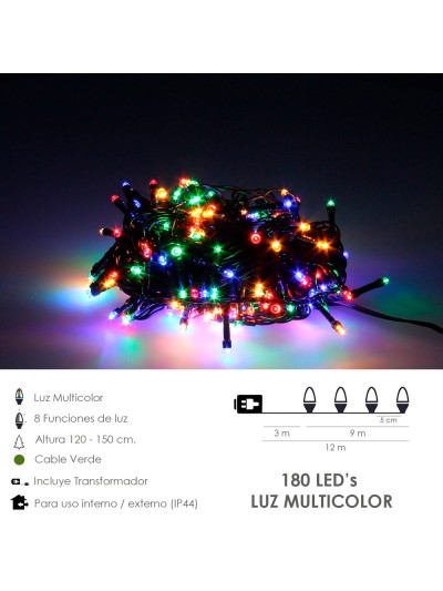Guirnalda Luces Navidad 500 Leds Multicolor. Luz navidad interiores y exteriores IP44